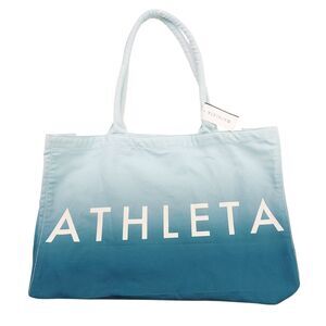 Athleta Beach Bag Gym Bag Tote Bag Blue Ombre Canvas Shopping Bag 18.5x12”
